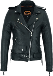 classic black stylish biker leather jackets for ladies