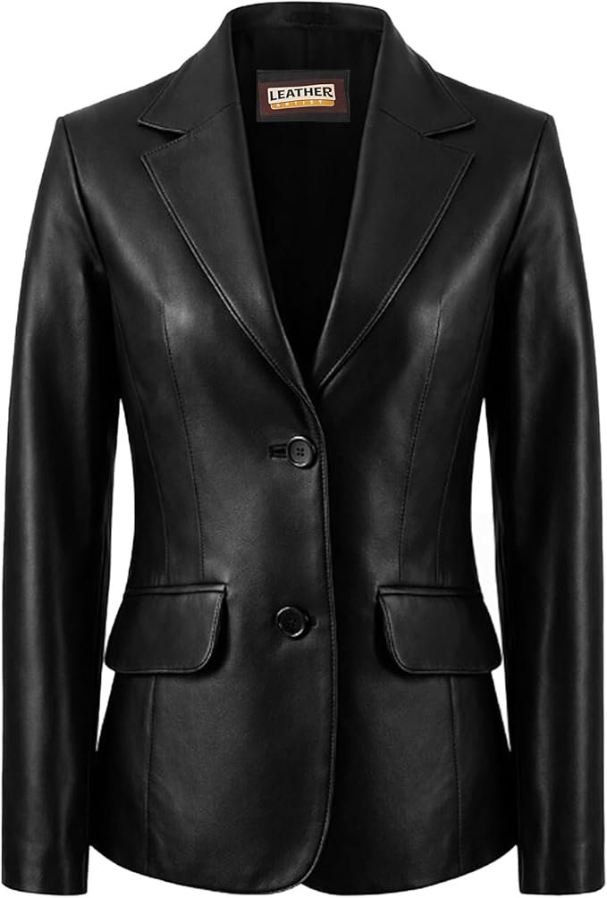 tailored leather blazer for ladies