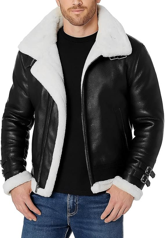 rugged flight leather jacket for men