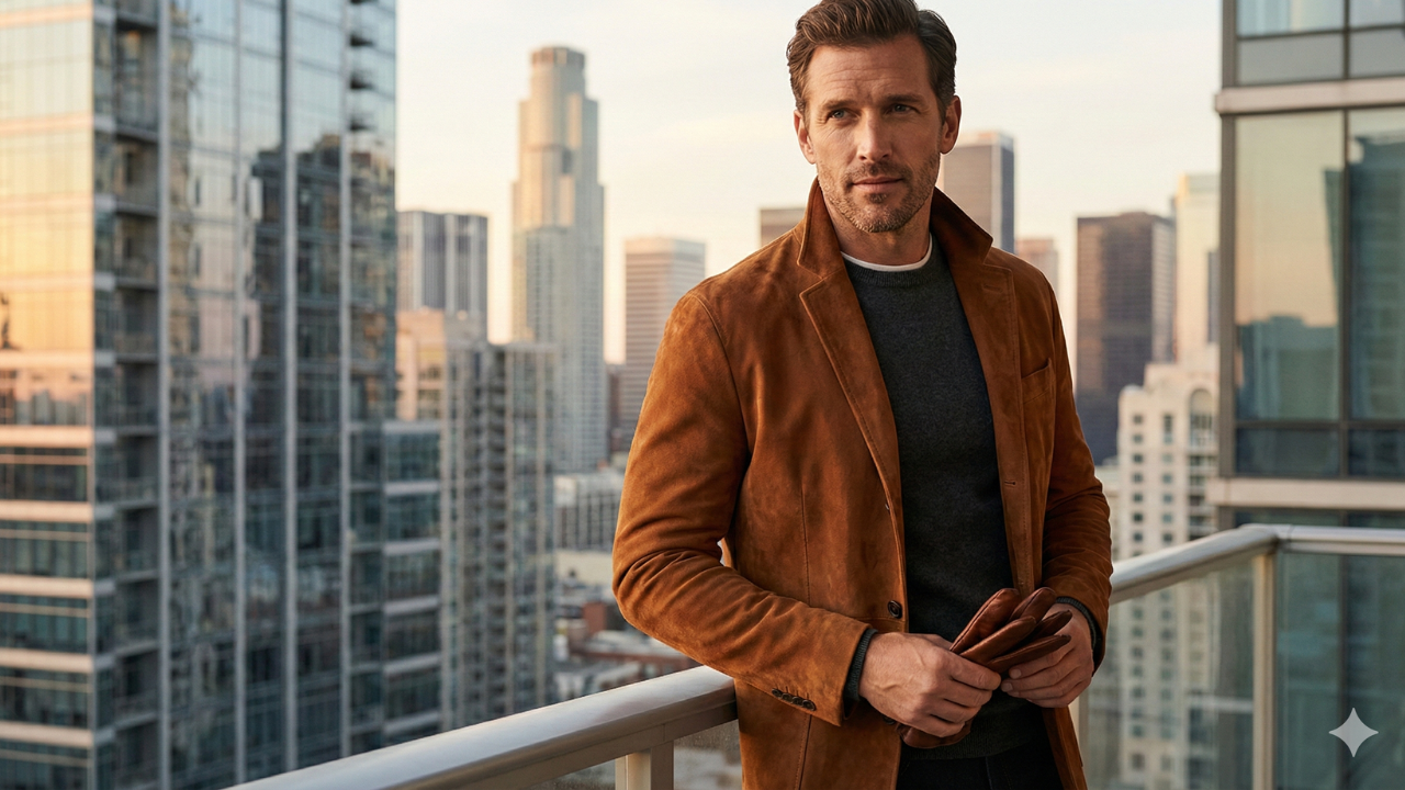 (Man in suede leather Blazer) Leastyling soft leather jackets