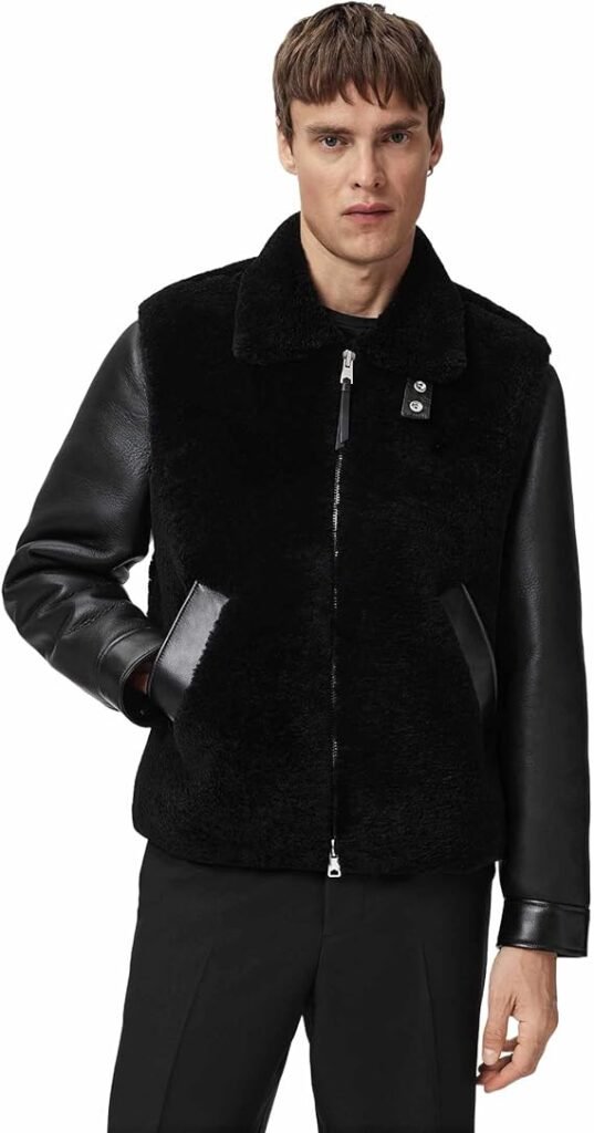 The AllSaints Usher Biker shearling leather jacket