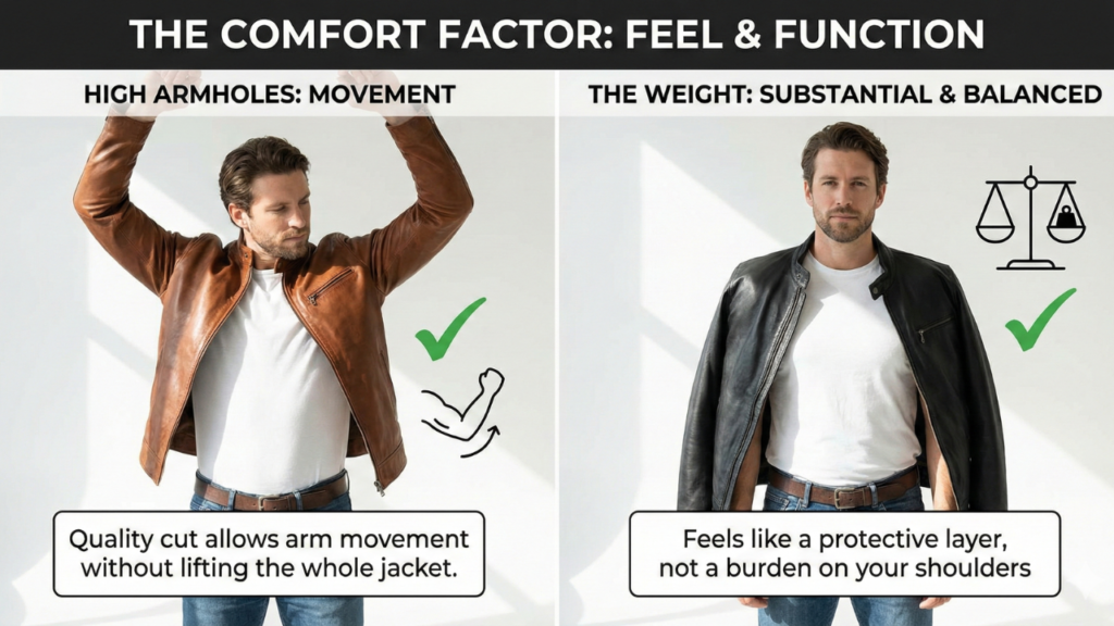 How should a leather jacket fit,from the shoulders