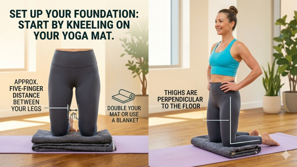 It is an essential modification for those learning how to do Camel Pose.