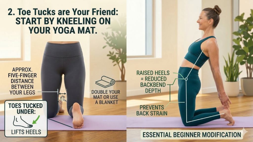 It is an essential modification for those learning how to do Camel Pose.