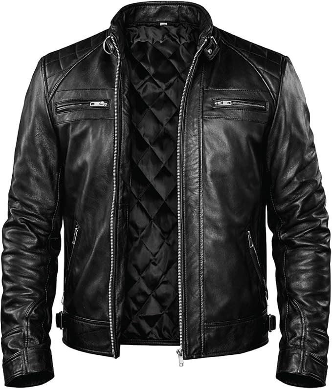 3. The Modern cafe Racer: Durable Leather Biker Jackets, sheepskin