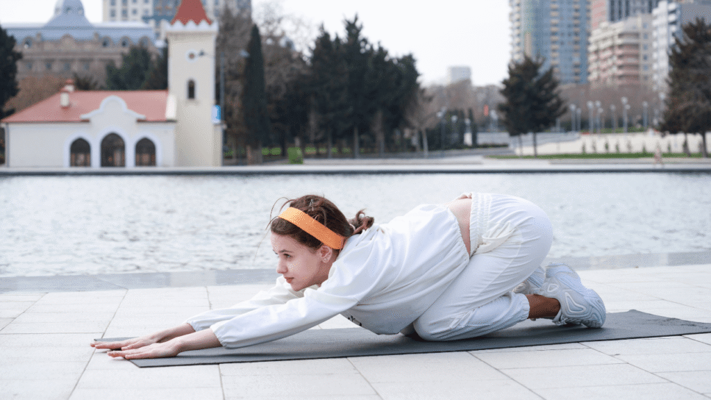 This gentle forward fold is the perfect counter stretch pose that is child pose