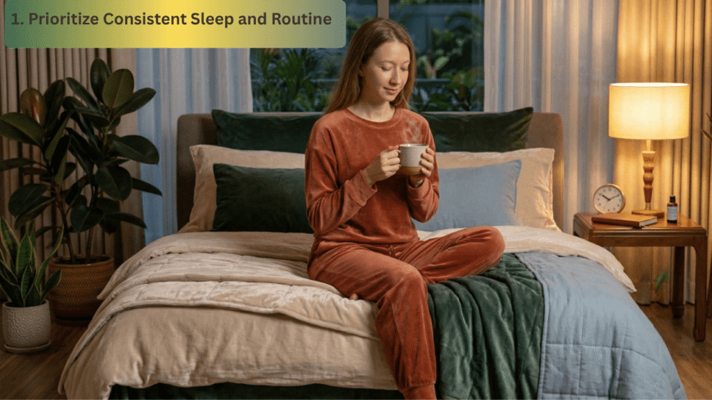 1. Prioritize Consistent Sleep and Routine ( 1st point of 5 useful tips for mental health.)