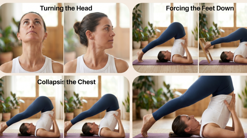some Common Mistakes and Safety Precautions in plow pose