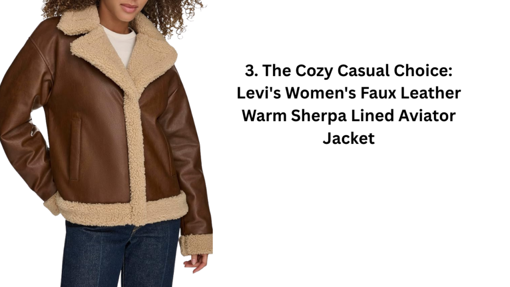 3. The Cozy Casual Choice: Levi's Women's Faux Leather Warm Sherpa Lined Aviator Jacket ( Insulated Leather Jackets for Winter)